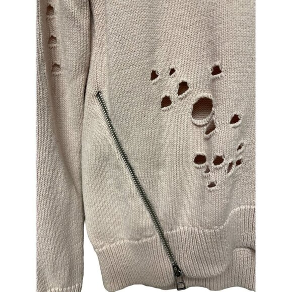 Express Pink Crewneck Shark Bite Side Zipper Long Sleeve Sweater Size Small - Picture 3 of 9